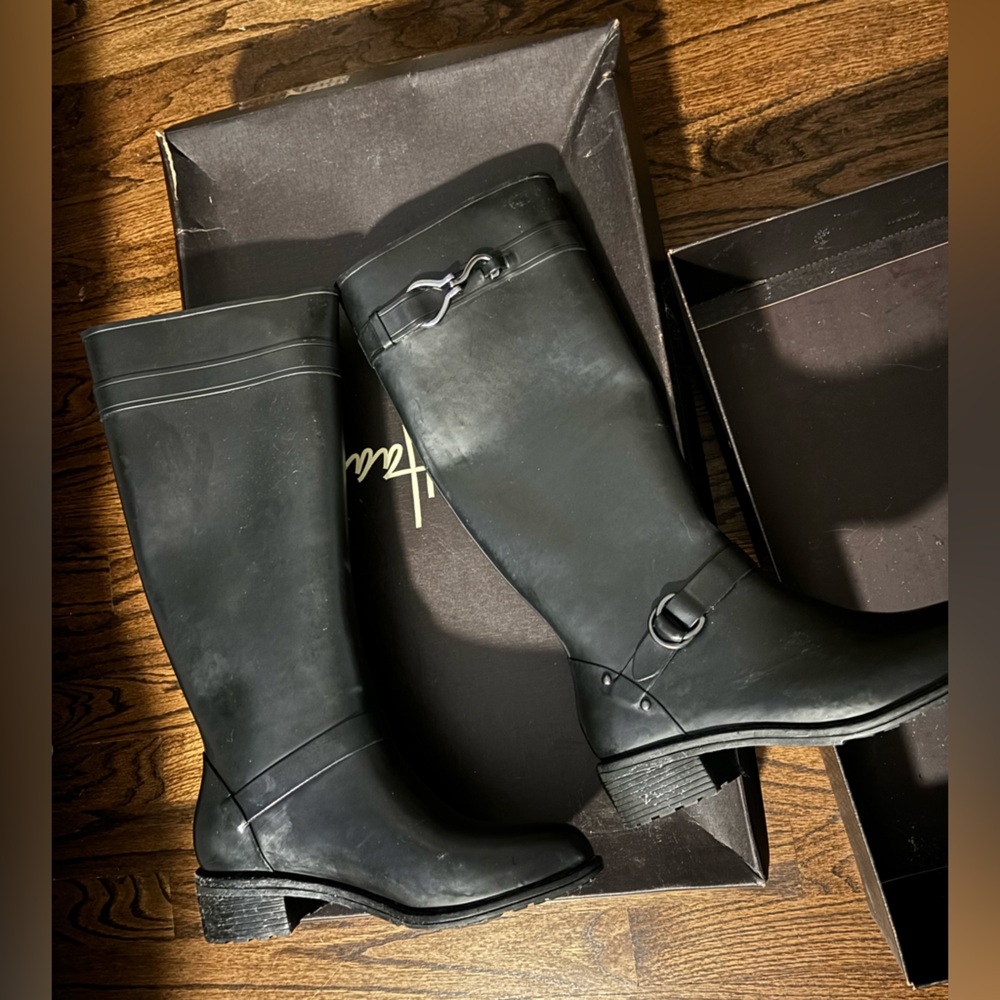 Cole Haan knee high rain boots.